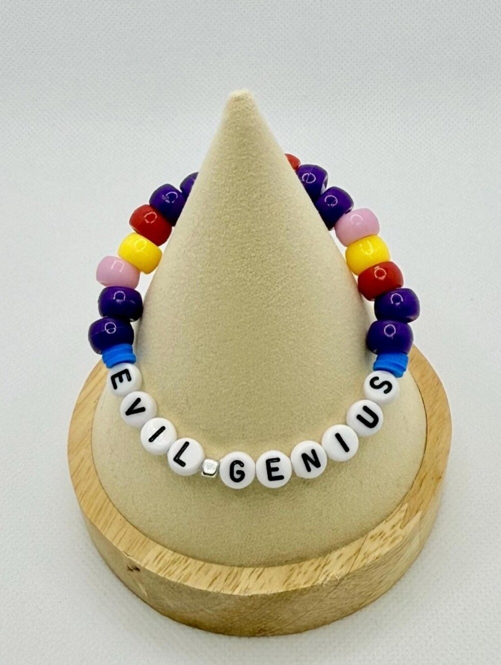 Lilo And Stitch Inspired 'EVIL GENIUS' Beaded Handmade Kandi Clay Bracelet